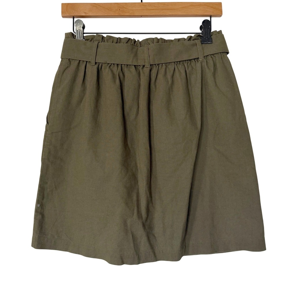 J.Crew Paperbag Tie Waist Pockets Womens S Olive Green Mini Skirt Safari NWT - Picture 9 of 11